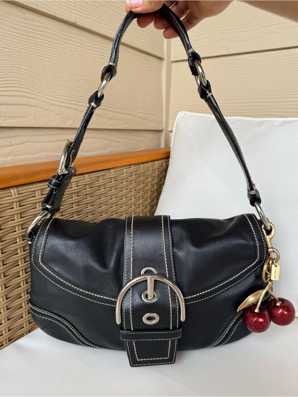 Coach large soho leather buckle flap shoulder bag